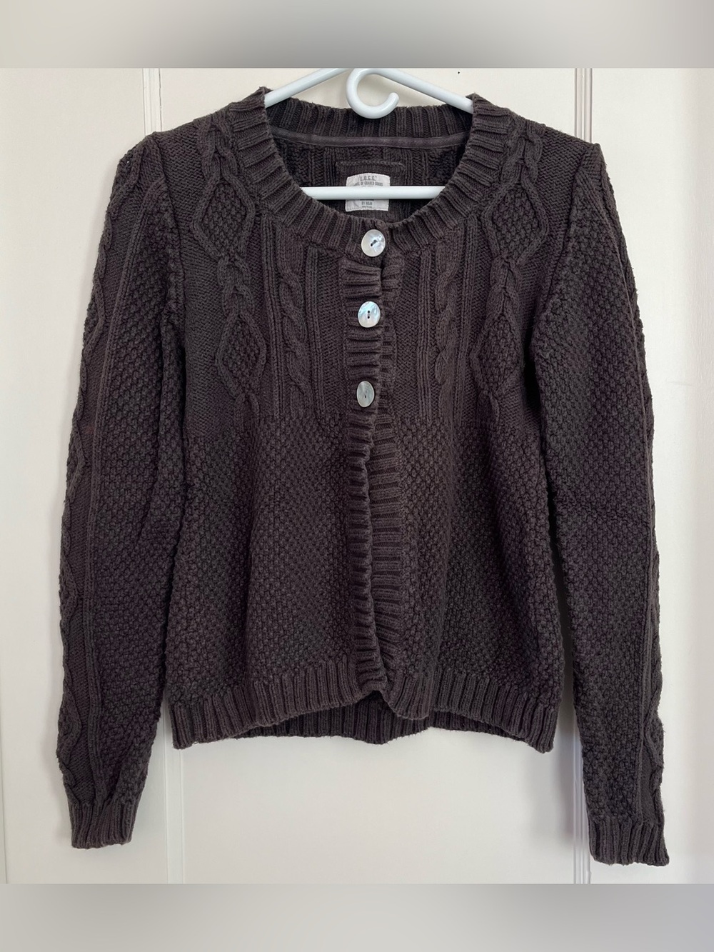 H&M Cable Knit Half Button Cardigan Cotton Grey Medium